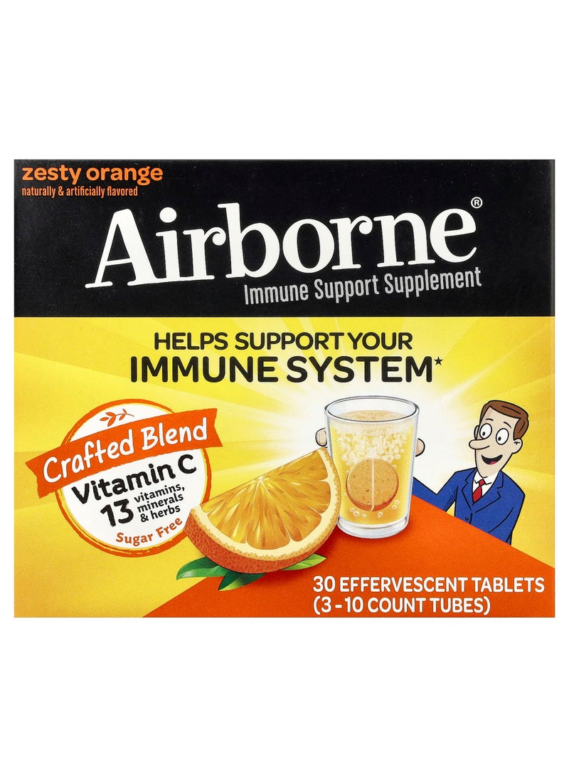 Immune Support Supplement, Zesty Orange, 3 Tubes, 10 Effervescent Tablets Each